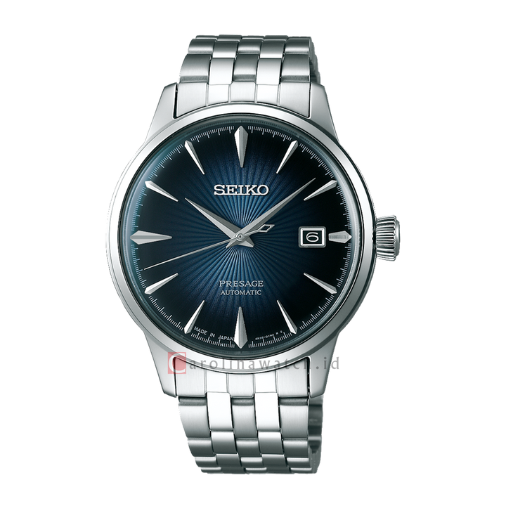 Jam Tangan Seiko Presage SRPB41J1 Men Blue Gradation Cocktail Time Blue Moon Automatic Blue Dial Stainless Steel Strap