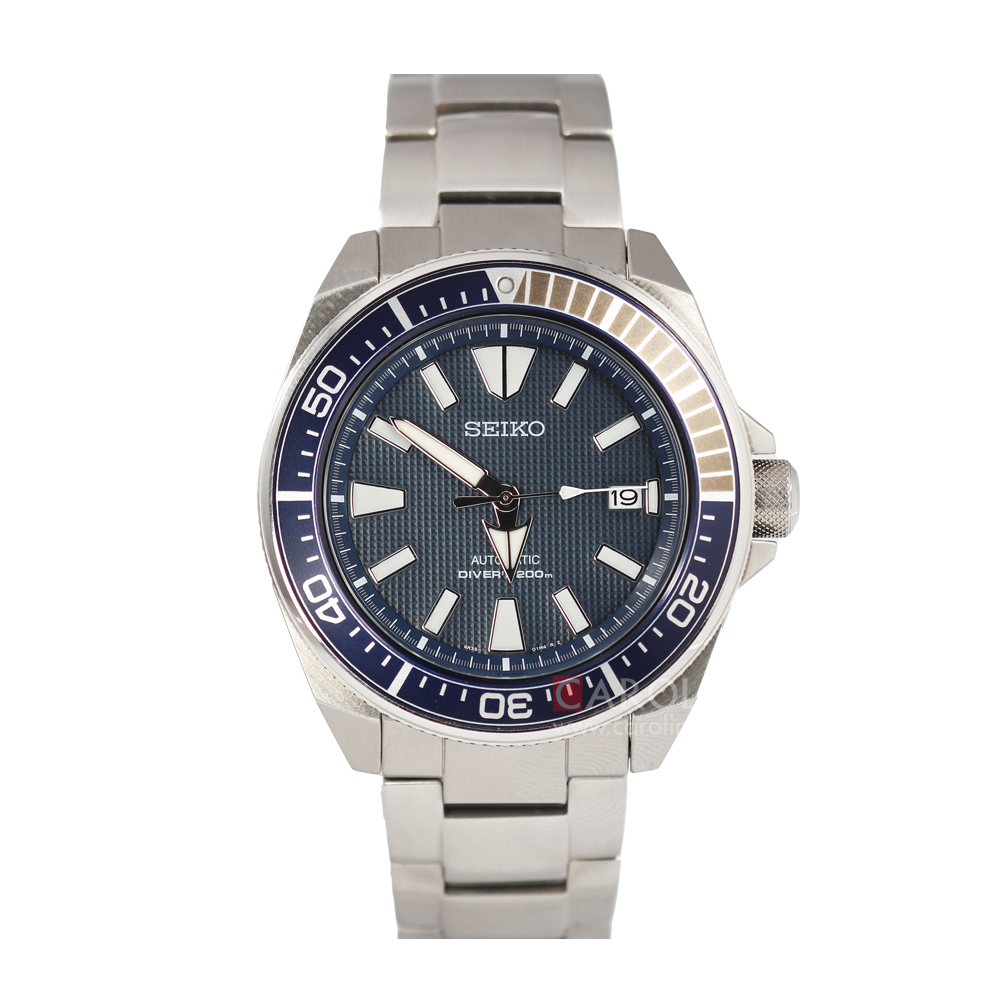 Jam Tangan Seiko Prospex Samurai SRPB49K1 Automatic Divers 200 M Men Blue Dial Stainless Steel Strap