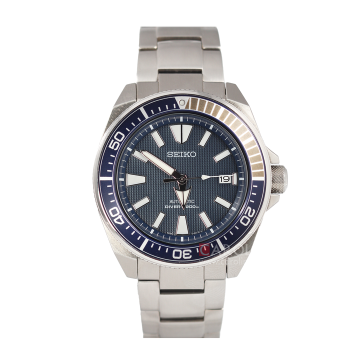 Jam Tangan Seiko Prospex Samurai SRPB49K1 Automatic Divers 200 M Men Blue Dial Stainless Steel Strap