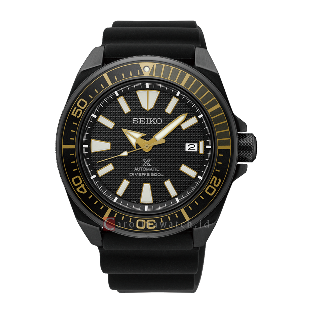 Jam Tangan Seiko Prospex SRPB55K1 Samurai Men Automatic Black Dial Black Rubber Strap