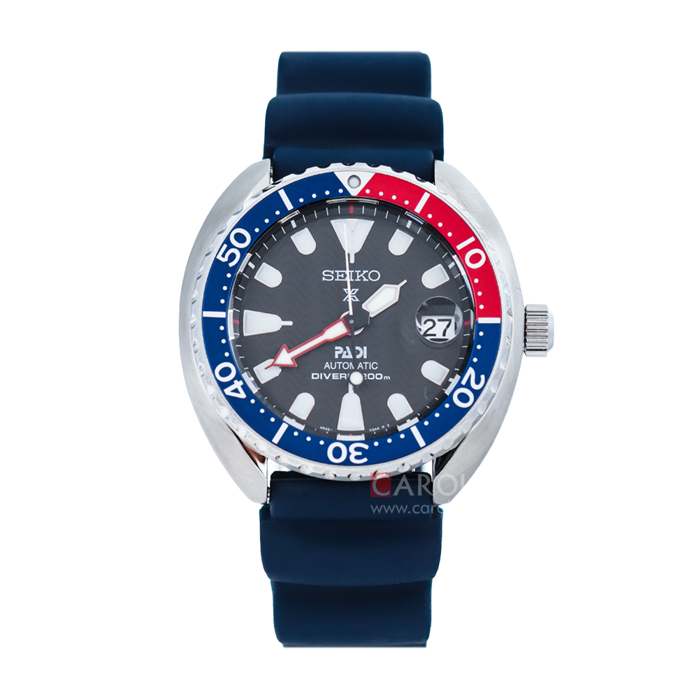 Jam Tangan ﻿Seiko Prospex SRPC41K1 PADI Mini Turtle Automatic Men Black Dial Blue Rubber Strap