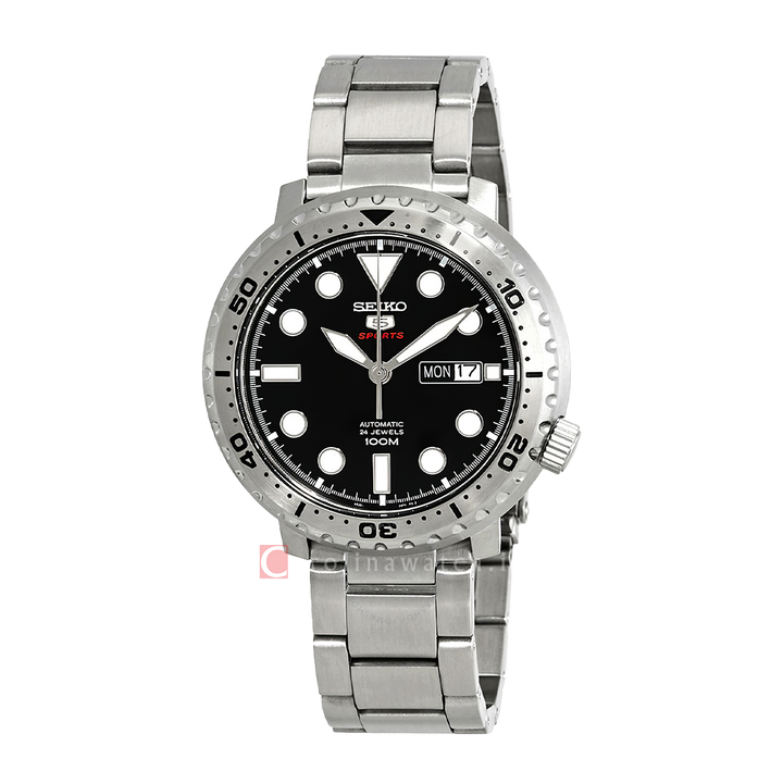 Jam Tangan ﻿Seiko 5 Sports SRPC61K1 Men Automatic Black Dial Stainless Steel Strap