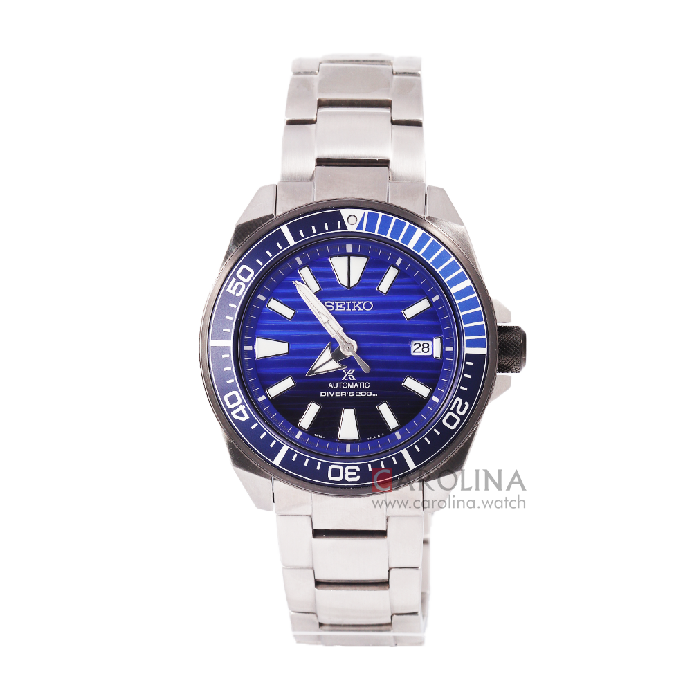 Jam Tangan Seiko Prospex SRPC93K1 Men Samurai Save The Ocean Automatic Divers 200M Blue Pattern Dial Stainless Steel Strap SPECIAL EDITION