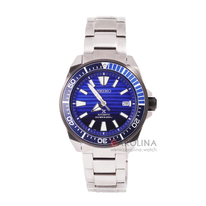 Jam Tangan Seiko Prospex SRPC93K1 Men Samurai Save The Ocean Automatic Divers 200M Blue Pattern Dial Stainless Steel Strap SPECIAL EDITION