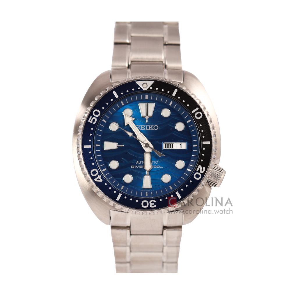 Jam Tangan Seiko Prospex SRPD21K1 Men Turtle Save The Ocean Automatic Blue Dial Stainless Steel Strap