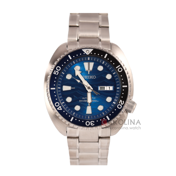 Jam Tangan Seiko Prospex SRPD21K1 Men Turtle Save The Ocean Automatic Blue Dial Stainless Steel Strap