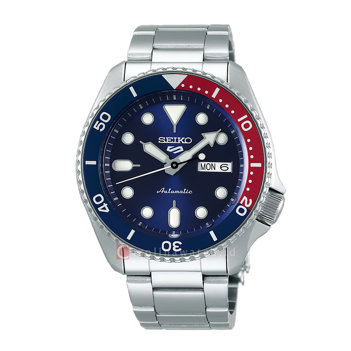 Jam Tangan Seiko 5 Sports SRPD53K1 Men SKX Sports Style Blue "Pepsi" Dial Stainless Steel Strap