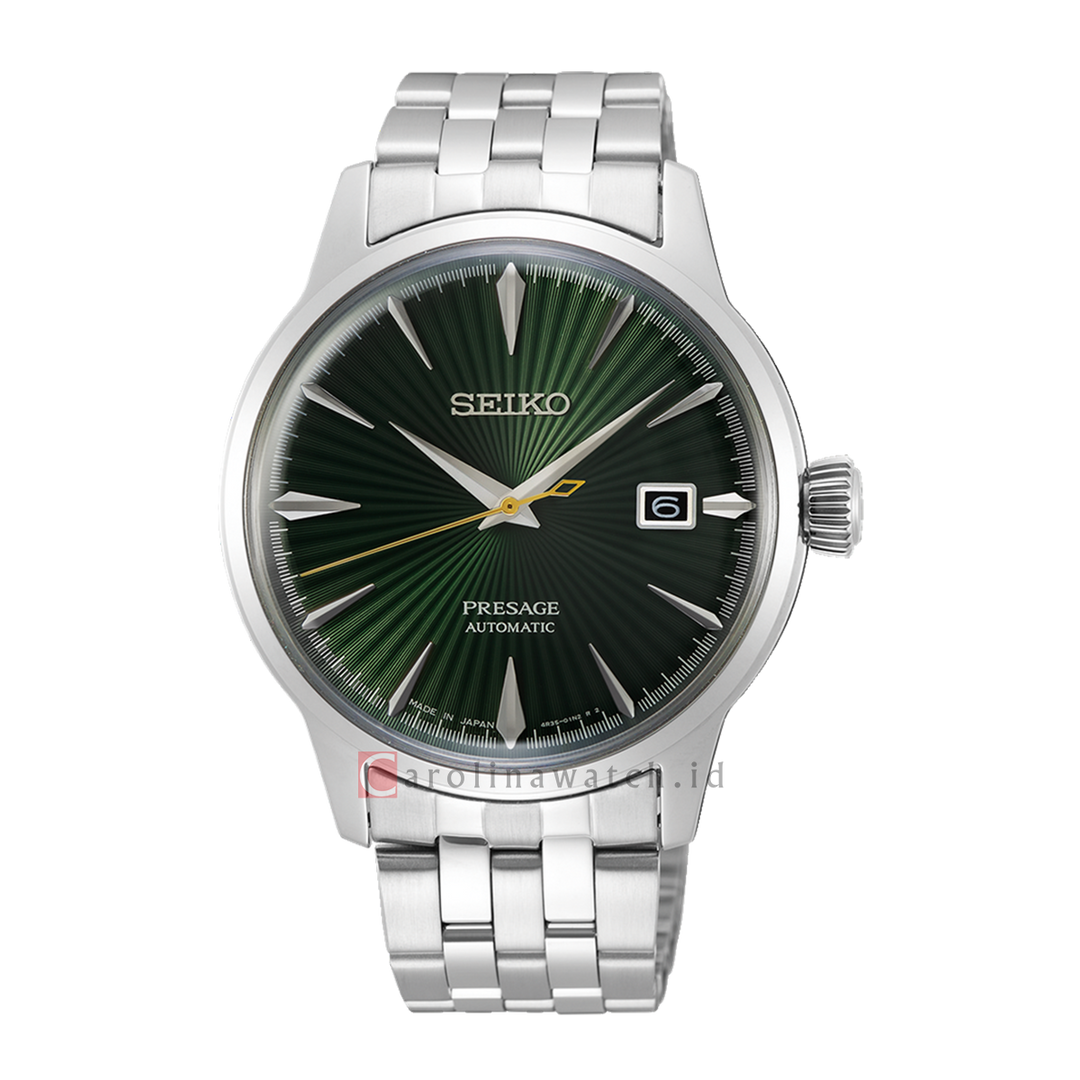 Jam Tangan Seiko Presage SRPE15J1 Men Cocktail Time Mockingbird Automatic Green Dial Stainless Steel Strap