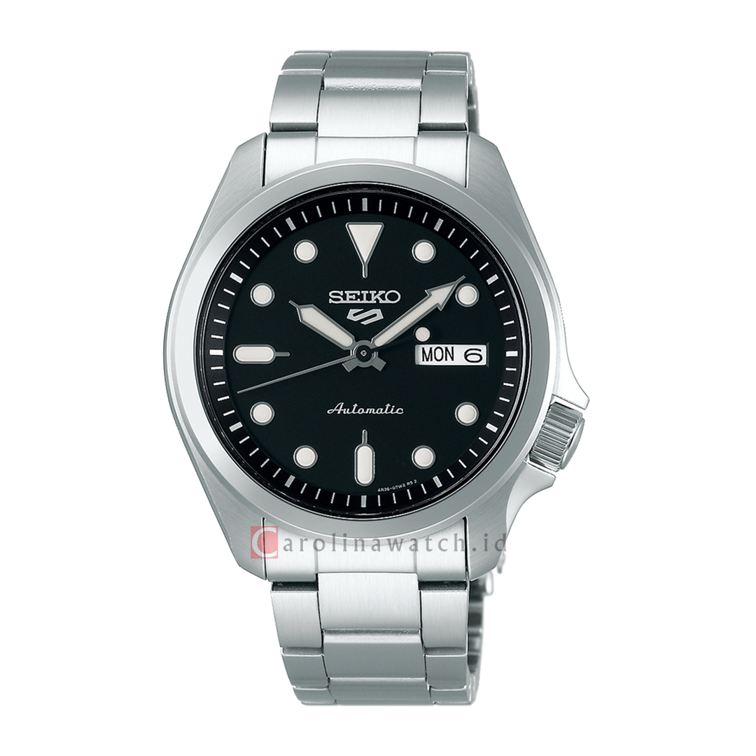 Jam Tangan Seiko 5 Sports SRPE55K1 Men Automatic Black Dial Stainless Steel Strap