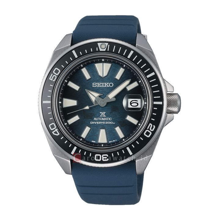 Jam Tangan Seiko Prospex SRPF79K1 King Samurai Dark Manta Ray Save The Ocean Men Blue Dial Blue Rubber Strap Special Edition