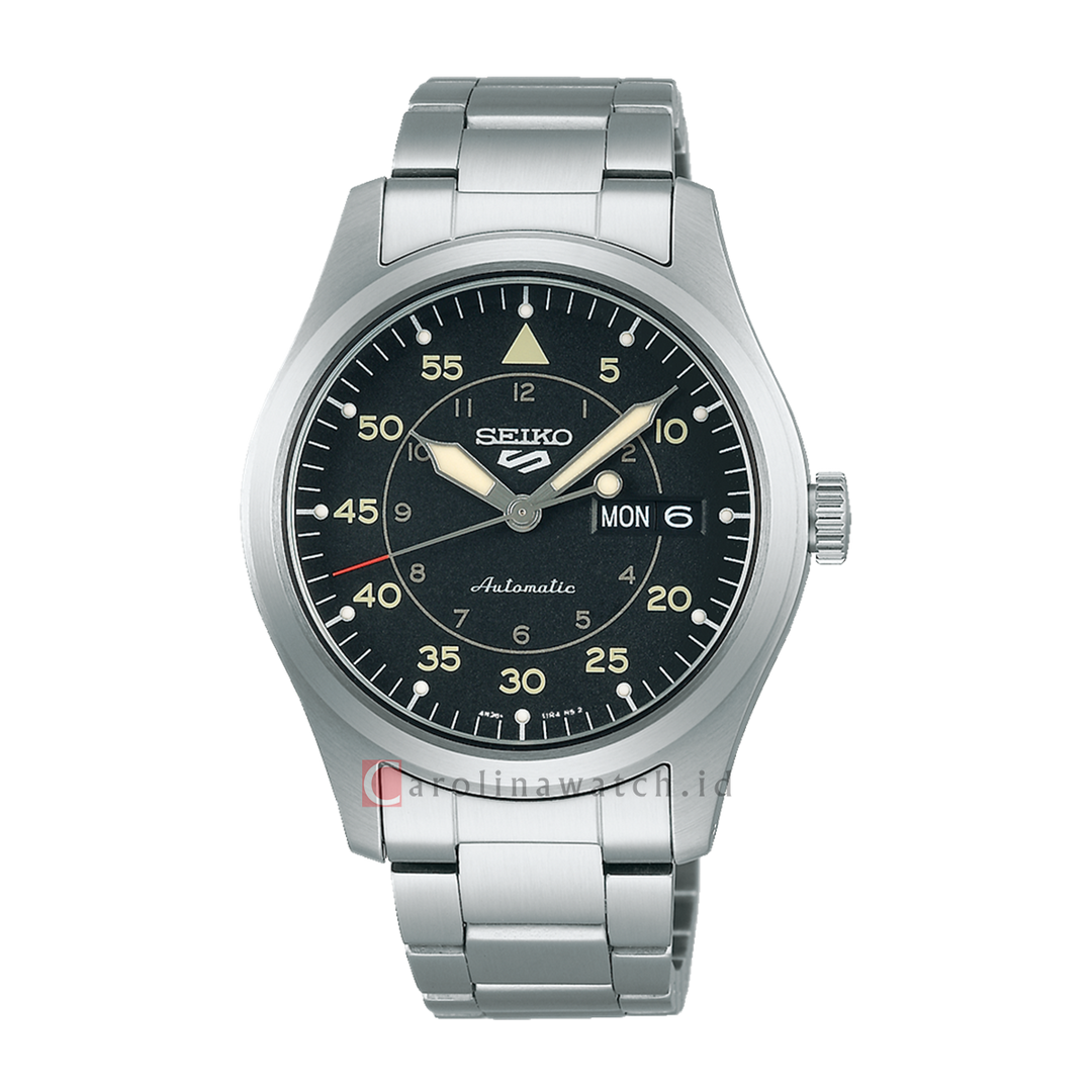 Jam Tangan Seiko 5 Sports Flieger “Field Sports Style” SRPH27K1 Men Black Dial Silver Stainless Steel Strap