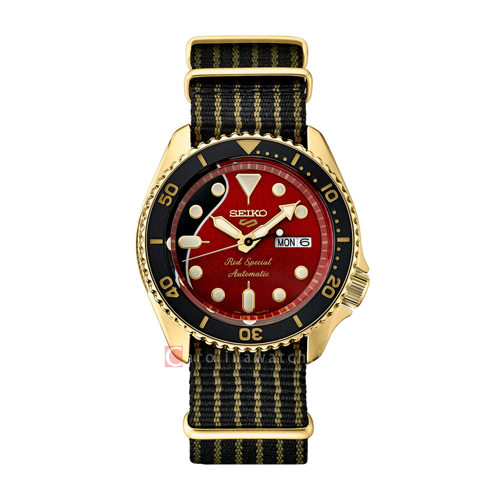 Jam Tangan Seiko 5 Sports SRPH80K1 Brian May Automatic Red Special Dial Dual Tone Nylon Strap Limited Edition