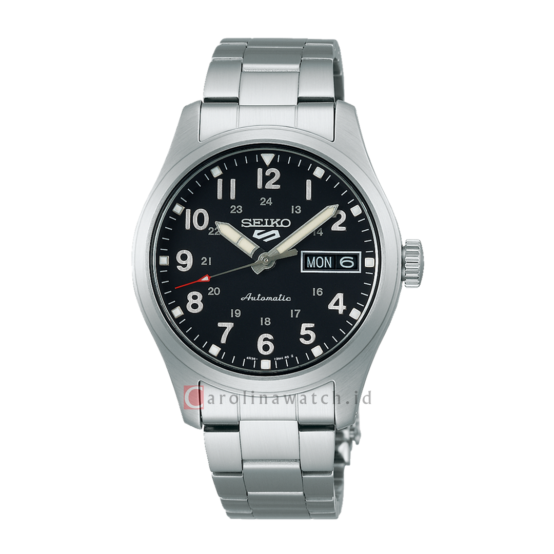 Jam Tangan Seiko 5 Sports SRPJ81K1 Mid-Field Sports Style Men Automatic Black Dial Stainless Steel Strap