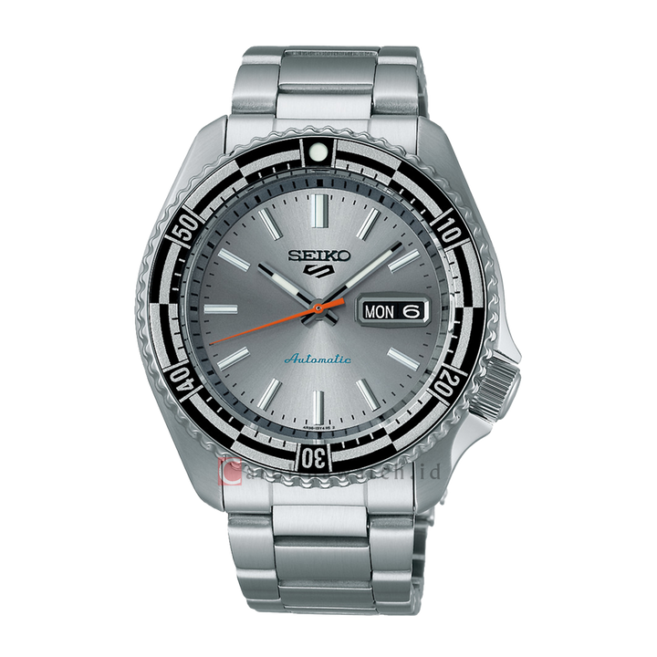 Jam Tangan Seiko 5 Sports SRPK09K1 Men SKX Sports Style Rally Driver Silver Dial Stainless Steel Strap Special Edition