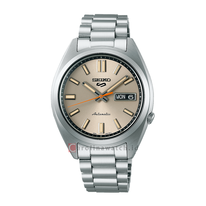 Jam Tangan Seiko 5 Sports SNXS SRPK91K1 Men Automatic Beige Dial Stainless Steel Strap