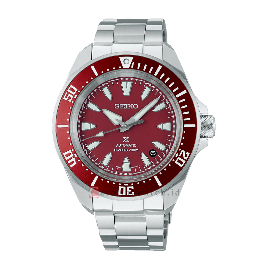 Jam Tangan Seiko Prospex SRPL11K1 Diver Samurai Shog-Urai Men Red Dial Stainless Steel Strap