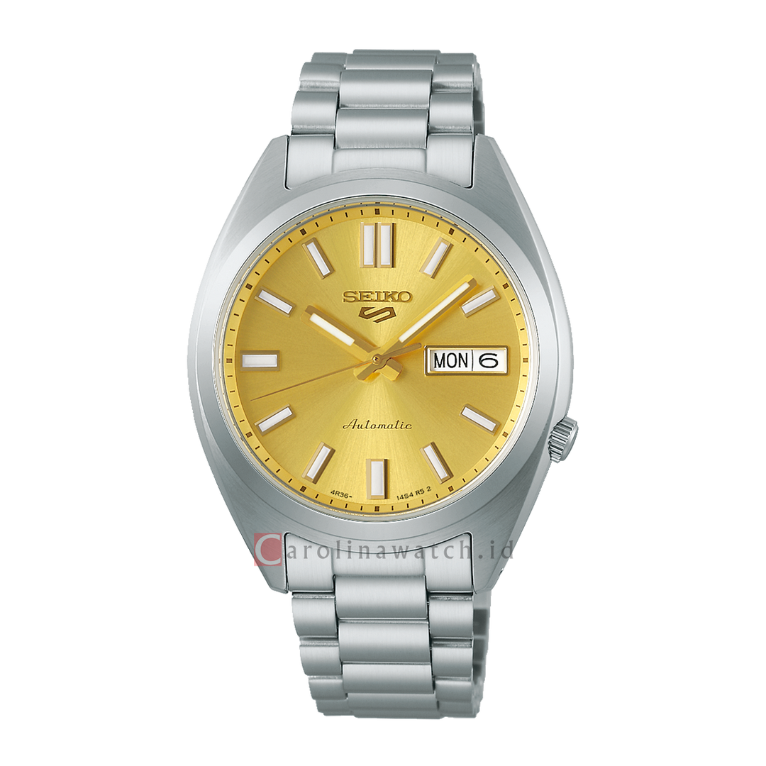Jam Tangan Seiko 5 Sports SRPL59K1 Men SNXS Vintage Gold Cufflinks Dial Stanless Steel Strap