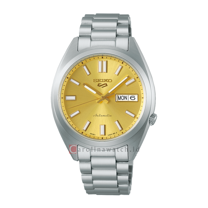 Jam Tangan Seiko 5 Sports SRPL59K1 Men SNXS Vintage Gold Cufflinks Dial Stanless Steel Strap