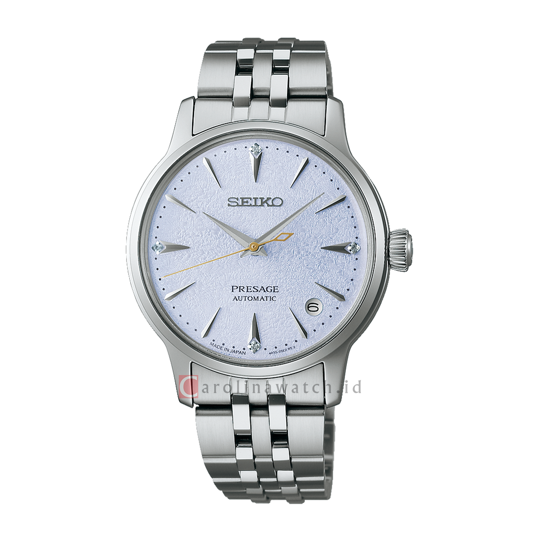 Jam Tangan Seiko Presage SRPL61J1 Women Frozen Skydiving Diamond Cocktail Light Blue Dial Stainless Steel Strap