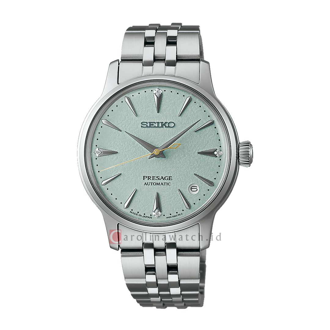 Jam Tangan Seiko Presage SRPL63J1 Women Frozen Mojito Diamond Cocktail Green Dial Stainless Steel Strap