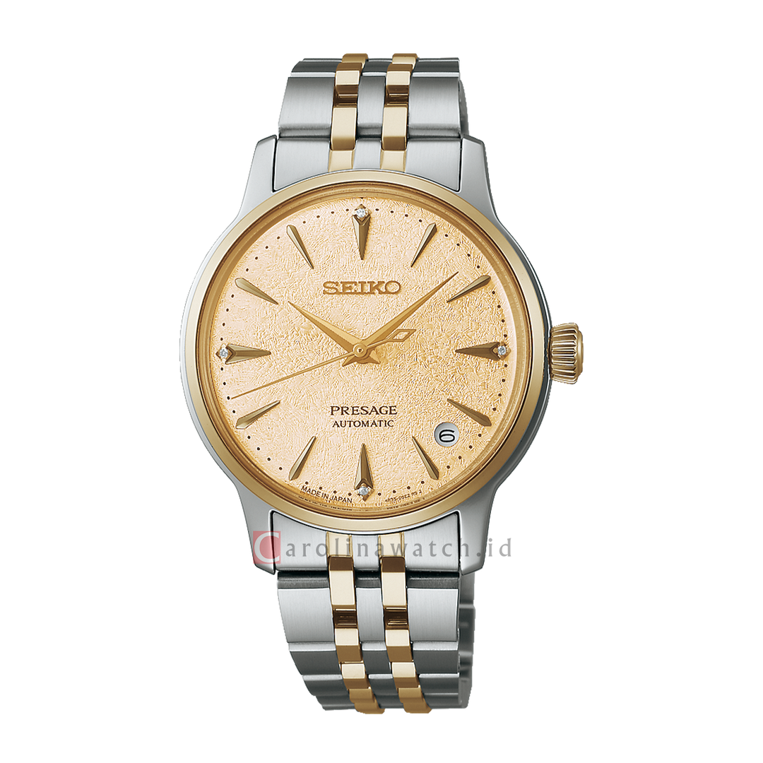 Jam Tangan Seiko Presage SRPL64J1 Women Frozen Daiquiri Diamond Cocktail Light Champagne Dial Stainless Steel Strap