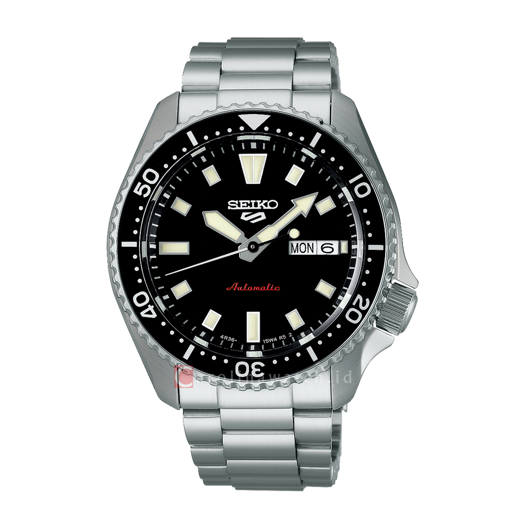 Jam Tangan Seiko 5 Sports SRPL85K1 Automatic Men Black Dial Stainless Steel Strap