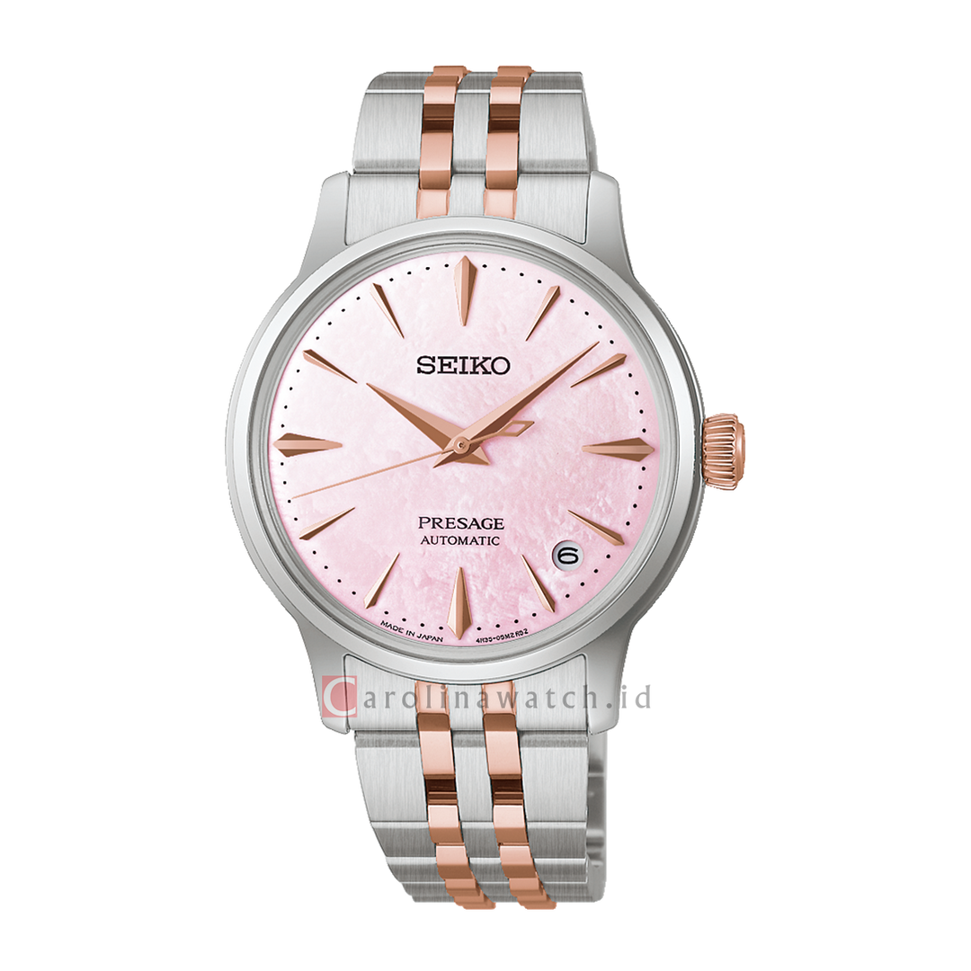 Jam Tangan Seiko Presage Springtime Cocktail Time SRPM06J1 Women Pink Dial Dual Tone Stainless Strap Limited Edition
