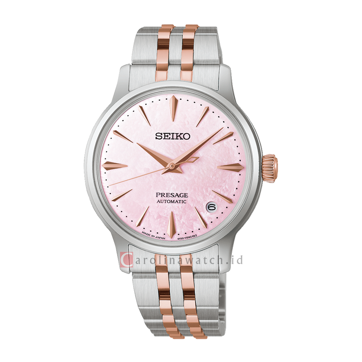 Jam Tangan Seiko Presage Springtime Cocktail Time SRPM06J1 Women Pink Dial Dual Tone Stainless Strap Limited Edition
