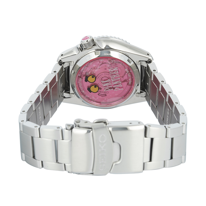 Jam Tangan Seiko 5 Sports x Pink Panther SRPM07K1 Pink Dial Stainless Strap Limited Edition