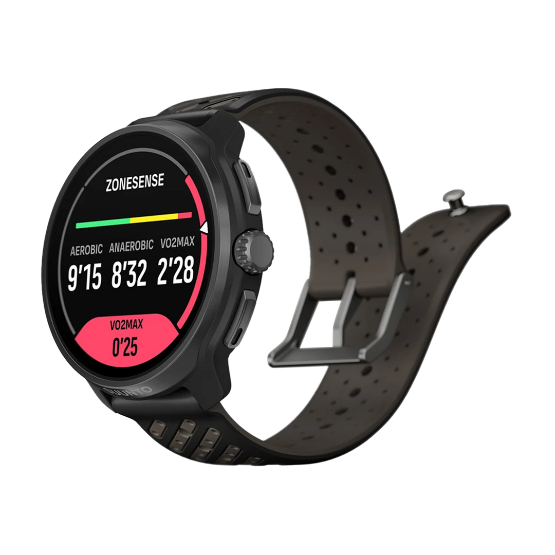 Jam Tangan SUUNTO SS051202000 Unisex - Suunto Race 2 Dark Brushed Titanium Striped Two-Tone Black Silicone Strap