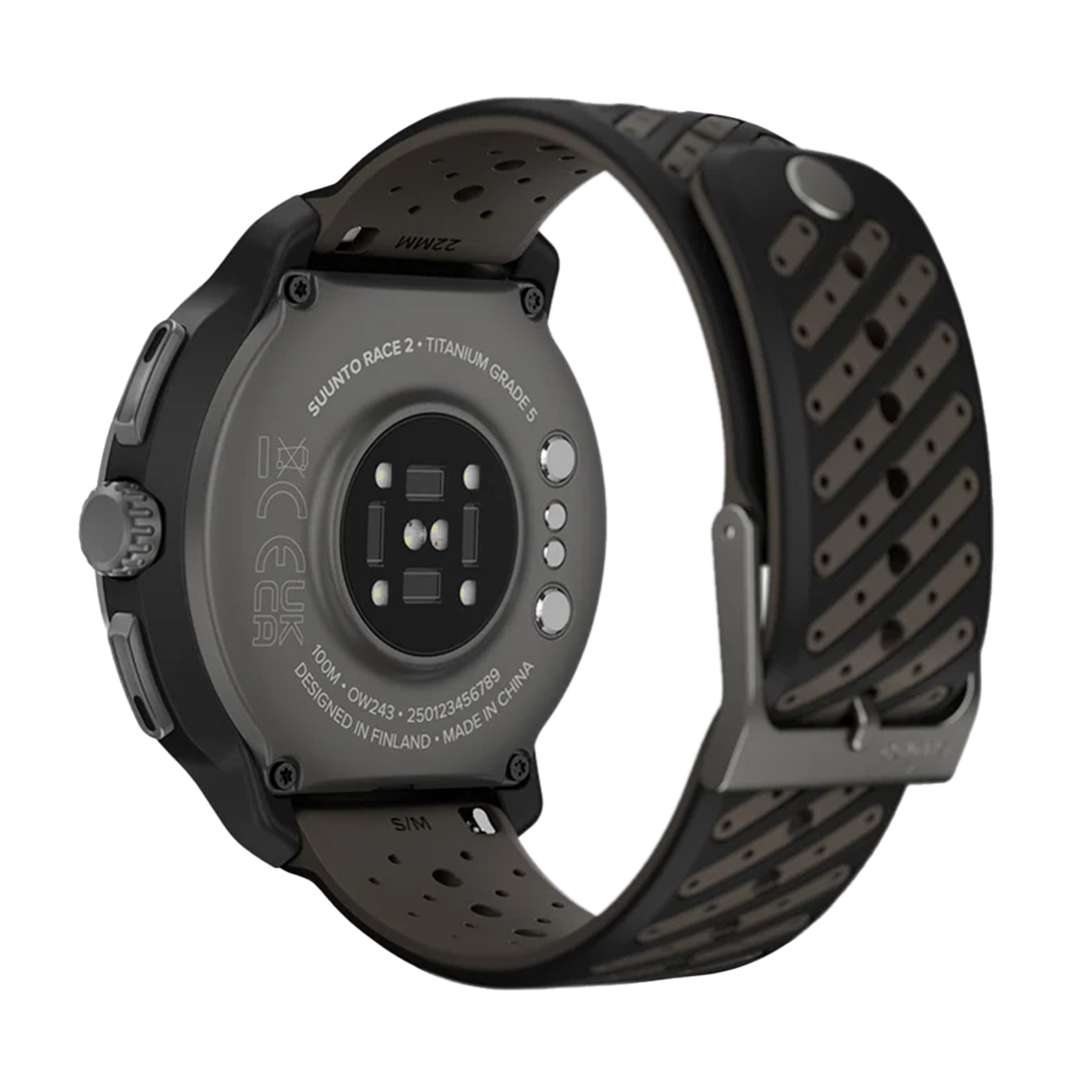 Jam Tangan SUUNTO SS051202000 Unisex - Suunto Race 2 Dark Brushed Titanium Striped Two-Tone Black Silicone Strap