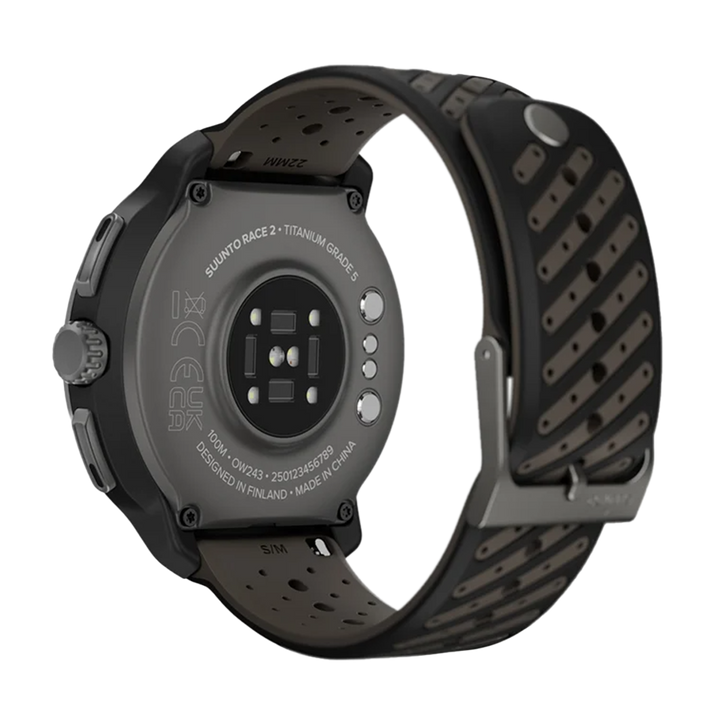 Jam Tangan SUUNTO SS051202000 Unisex - Suunto Race 2 Dark Brushed Titanium Striped Two-Tone Black Silicone Strap