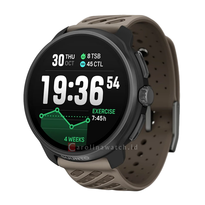 Jam Tangan SUUNTO SS051203000 Unisex - Suunto Race 2 Dark Brushed Titanium Striped Two-Tone Trail Gray Silicone Strap