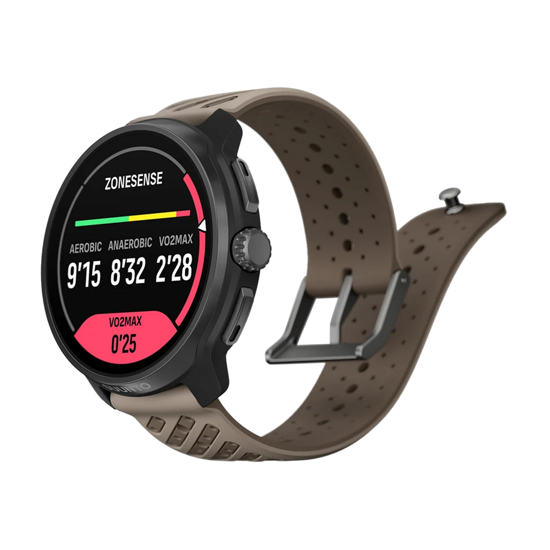 Jam Tangan SUUNTO SS051203000 Unisex - Suunto Race 2 Dark Brushed Titanium Striped Two-Tone Trail Gray Silicone Strap