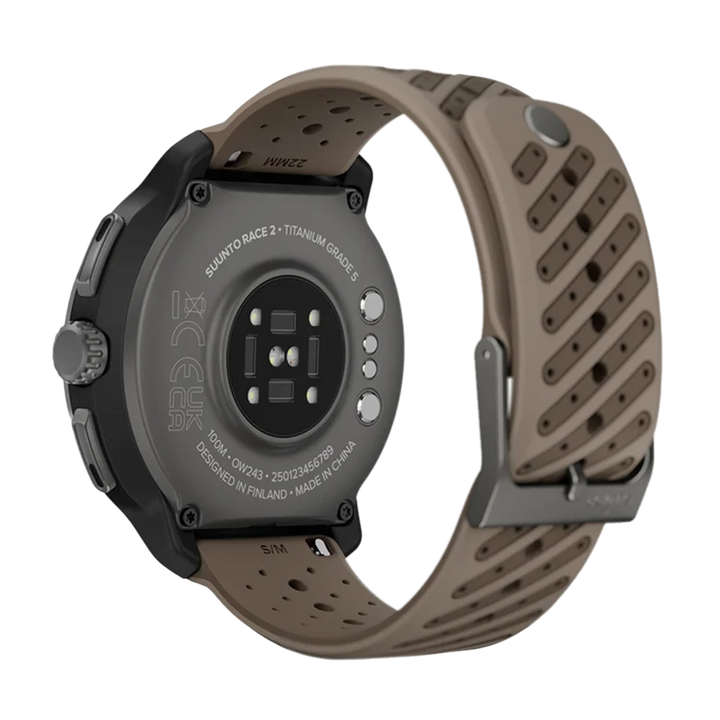Jam Tangan SUUNTO SS051203000 Unisex - Suunto Race 2 Dark Brushed Titanium Striped Two-Tone Trail Gray Silicone Strap