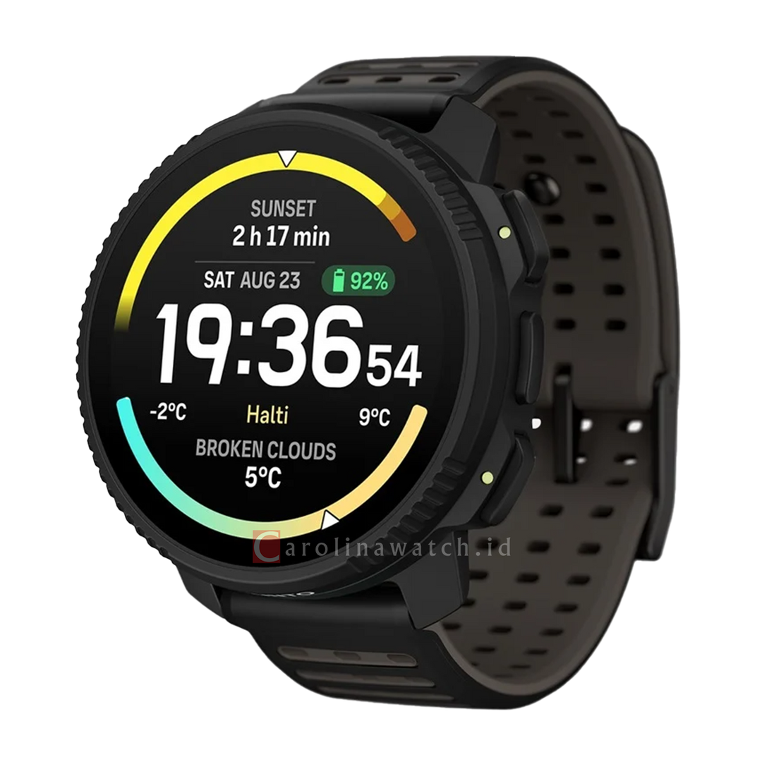 Jam Tangan SUUNTO SS051204000 Unisex - Suunto Vertical 2 Black Case and Striped Two-Tone Silicone Strap