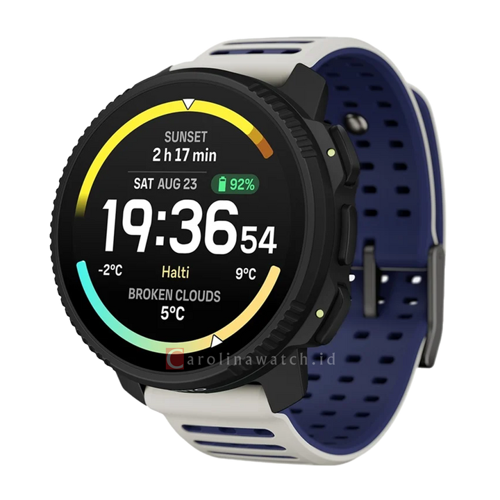 Jam Tangan SUUNTO SS051205000 Unisex - Suunto Vertical 2 Black Case and Striped Two-Tone Silicone Strap