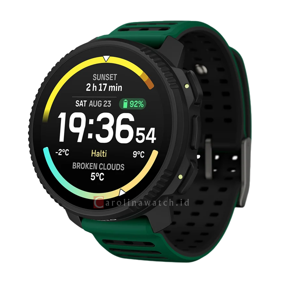 Jam Tangan SUUNTO SS051207000 Unisex - Suunto Vertical 2 Black Case and Striped Pine Green and Black Silicone Strap
