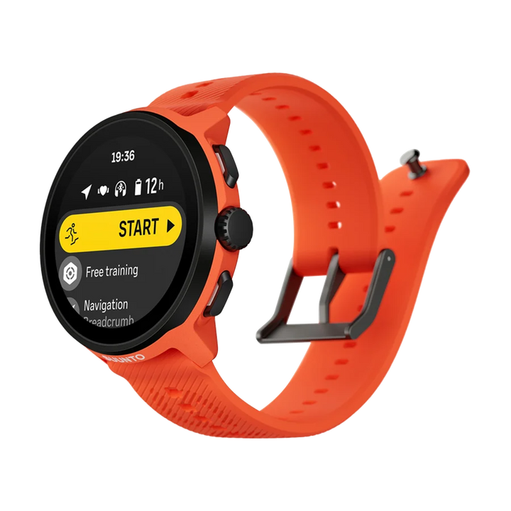Jam Tangan SUUNTO SS051275000 Unisex - Suunto Run Coral Orange Black Stainless Steel Bezel with Coral Orange Case and Silicone Strap