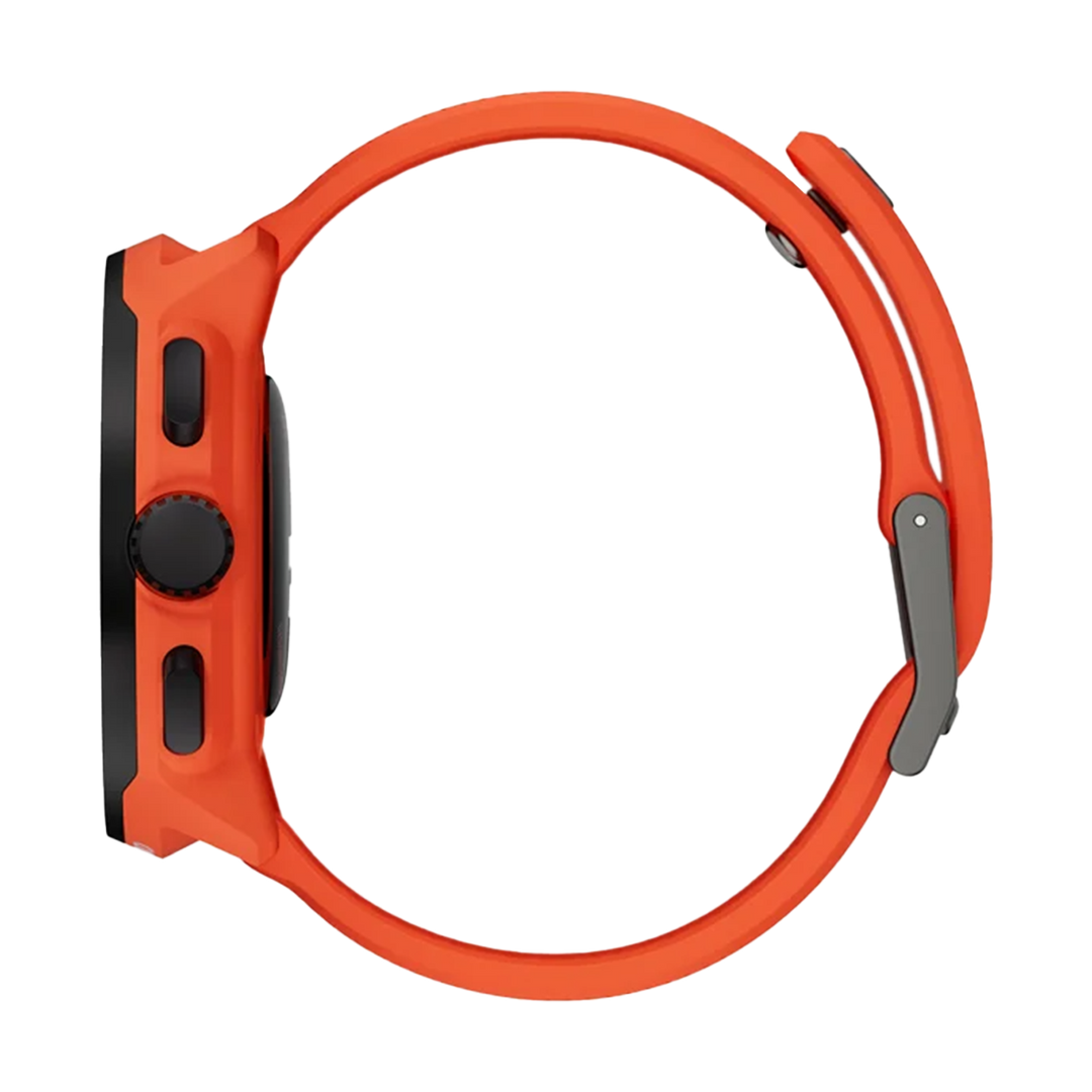 Jam Tangan SUUNTO SS051275000 Unisex - Suunto Run Coral Orange Black Stainless Steel Bezel with Coral Orange Case and Silicone Strap