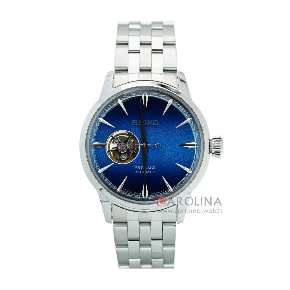 Jam Tangan Seiko Presage Cocktail Time “Blue Acapulco” SSA439J1 Automatic Open Heart Blue Dial Stainless Steel Strap