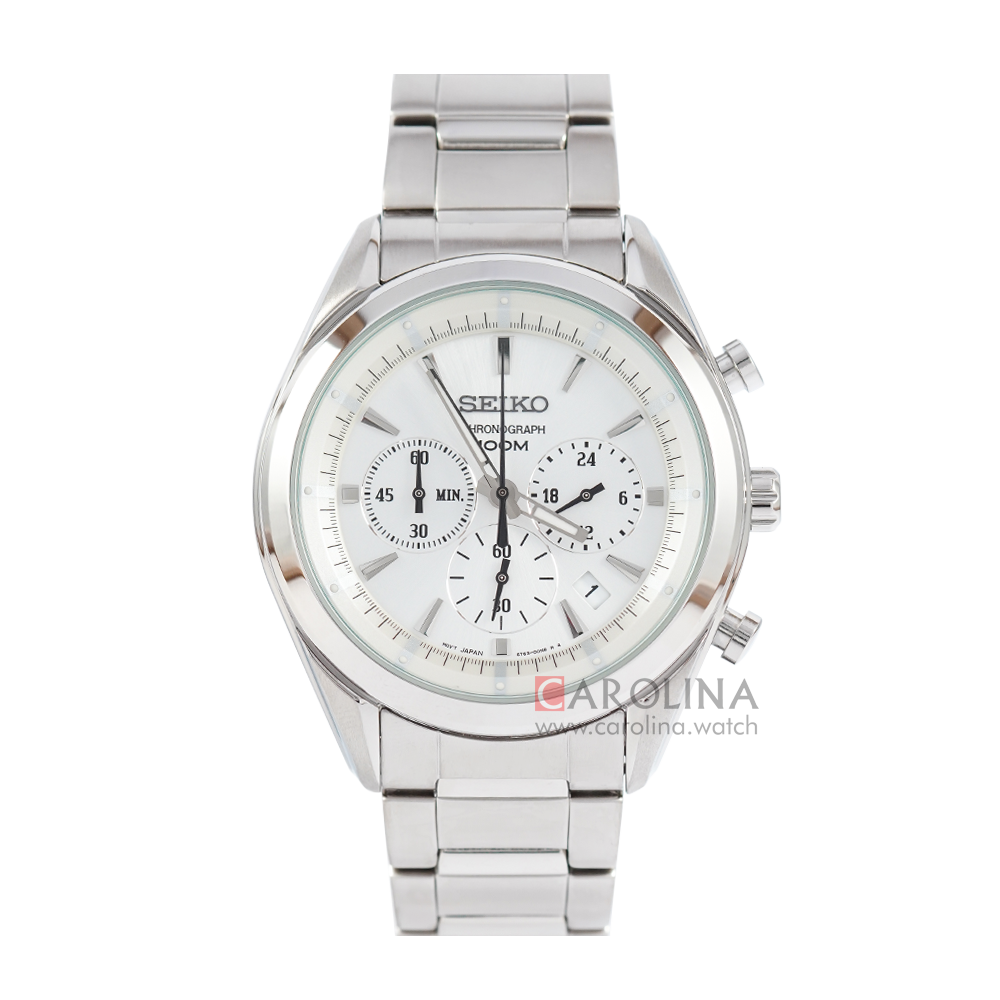 Jam Tangan Seiko Chronograph SSB085P1 Men White Dial Stainless Steel Strap
