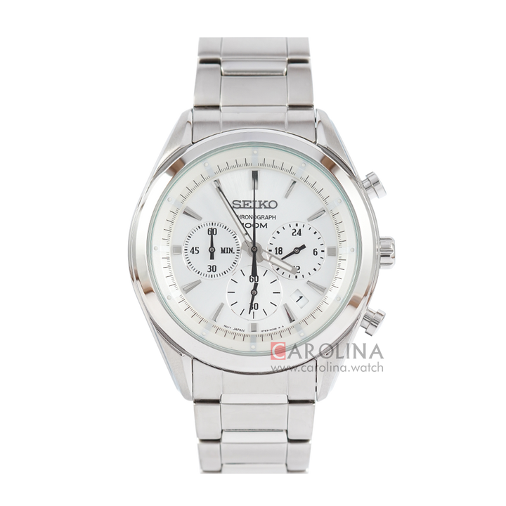 Jam Tangan Seiko Chronograph SSB085P1 Men White Dial Stainless Steel Strap