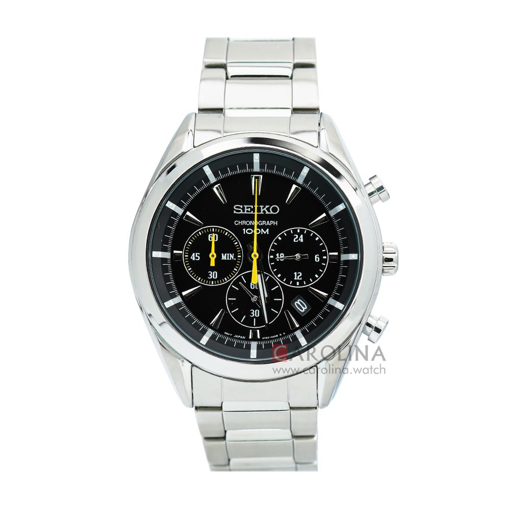 Jam Tangan Seiko Chronograph SSB087P1 Men Black Dial Stainless Steel Strap
