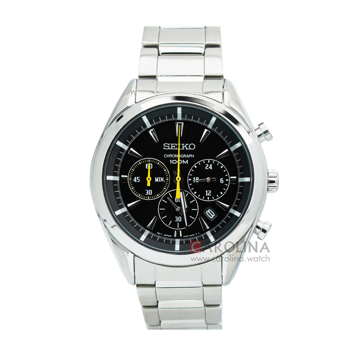 Jam Tangan Seiko Chronograph SSB087P1 Men Black Dial Stainless Steel Strap