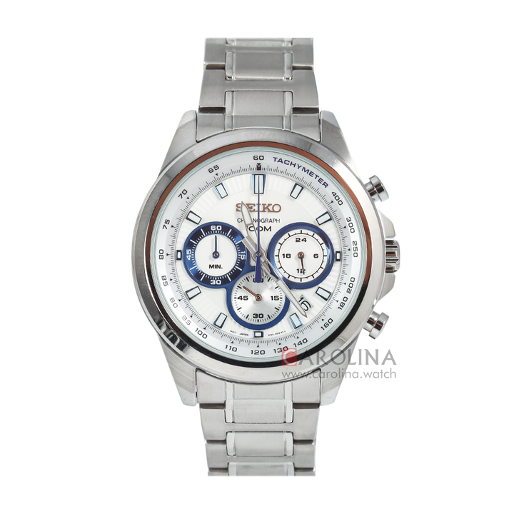 Jam Tangan Seiko Chronograph SSB239P1 Men White Dial Stainless Steel Strap