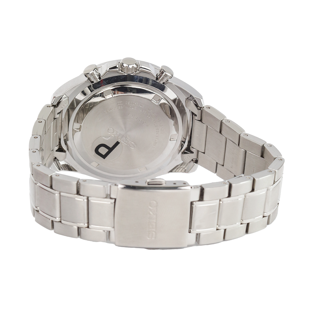Jam Tangan Seiko Chronograph SSB297P1 Tachymeter Men White Dial Stainless Steel Strap
