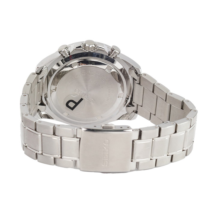 Jam Tangan Seiko Chronograph SSB297P1 Tachymeter Men White Dial Stainless Steel Strap