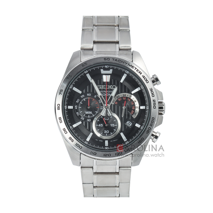 Jam Tangan Seiko Chronograph SSB299P1 Men Black Dial Stainless Steel Strap
