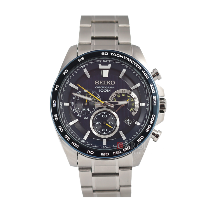 Jam Tangan Seiko Chronograph SSB301P1 Men Blue Dial Stainless Steel Strap